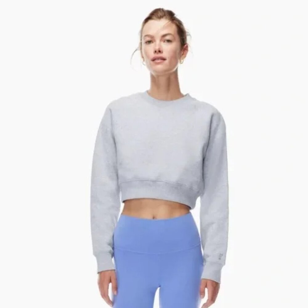 TNA Cozy Fleece Perfect Cropped Sweatshirt (Heather Grey)